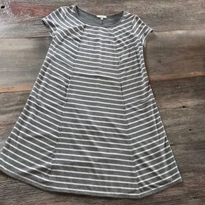 Max Studio Gray & White striped swing dress sz xs